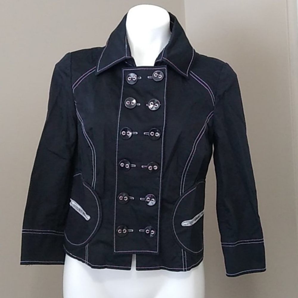 Per Se black 3/4 sleeve moto jacket size 10